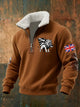 Men's quarter-zip sweatshirt with lion and England flag graphics