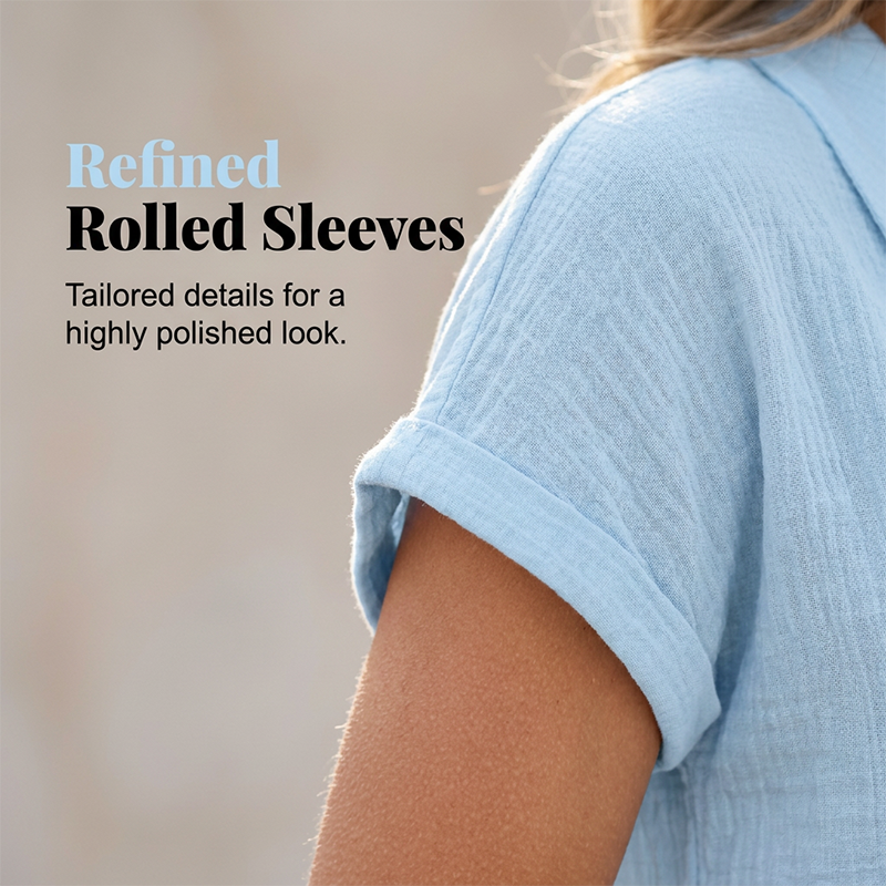 Women's V-Neck Textured T-Shirt — Loose Lightweight Polyester Summer Tee