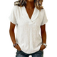 Women's V-Neck Textured T-Shirt — Loose Lightweight Polyester Summer Tee
