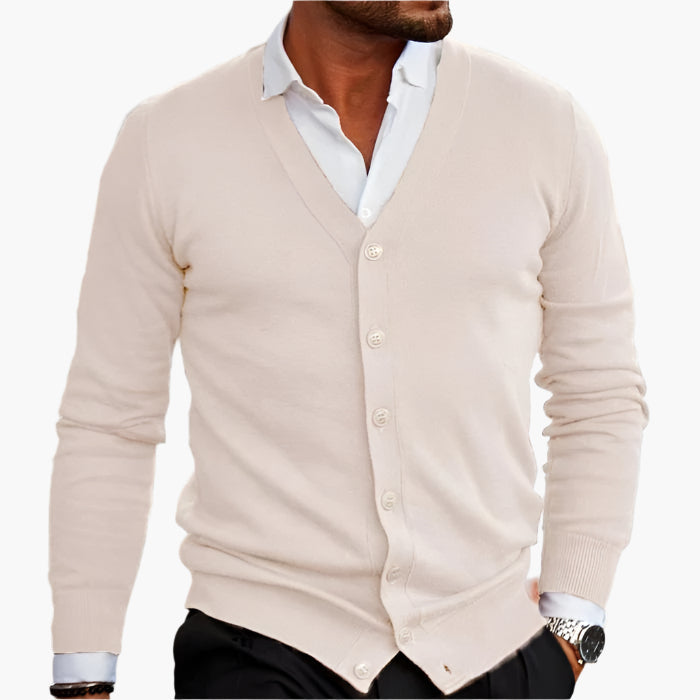 Men's long-sleeve V-neck button cardigan
