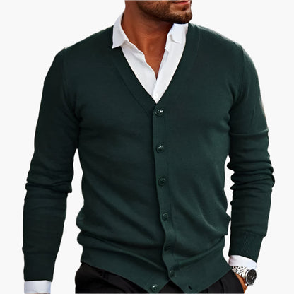 Men's long-sleeve V-neck button cardigan