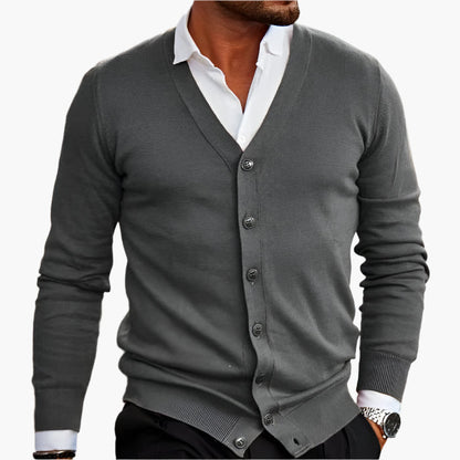 Men's long-sleeve V-neck button cardigan