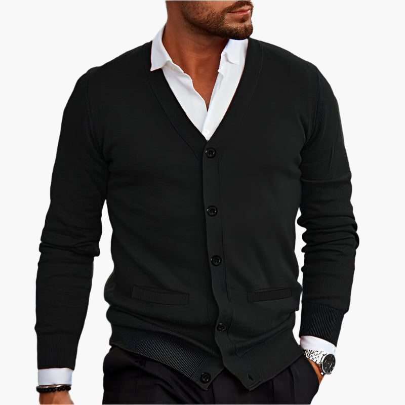 Men's long-sleeve V-neck button cardigan