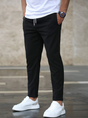 Men's casual tapered trousers with drawstring waist and side pockets