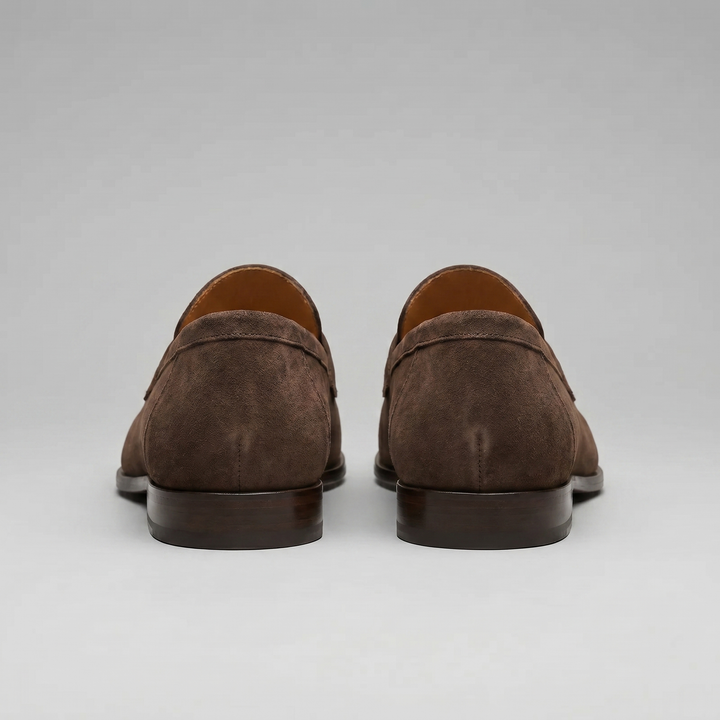 Men's penny loafers with rounded toes and slip-on design