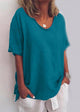 Women's Loose Round-Neck T-Shirt — Plain Short-Sleeve Relaxed Summer Tee