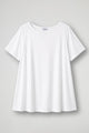 Women's cream short sleeve relaxed fit t-shirt with crew neckline displayed flat and on model
