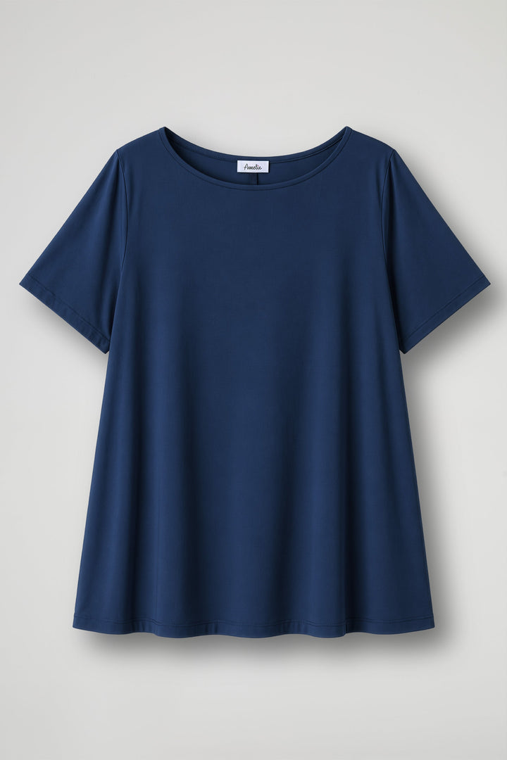 Women's cream short sleeve relaxed fit t-shirt with crew neckline displayed flat and on model