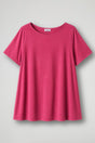 Women's cream short sleeve relaxed fit t-shirt with crew neckline displayed flat and on model