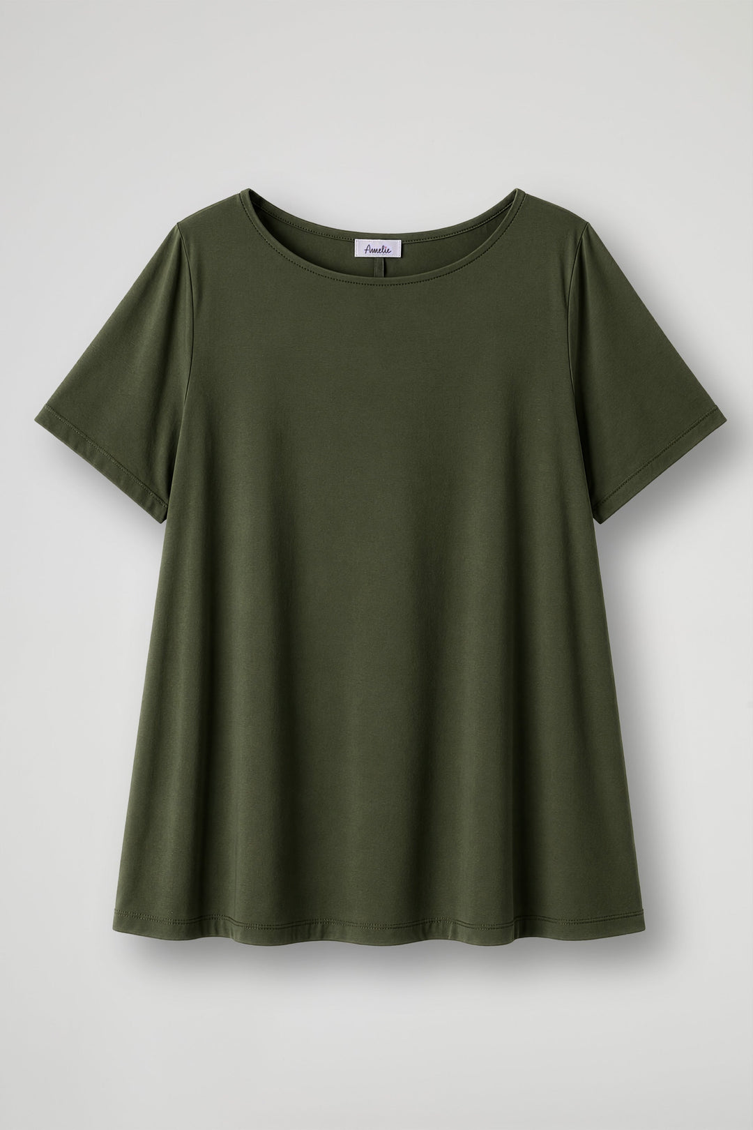 Women's cream short sleeve relaxed fit t-shirt with crew neckline displayed flat and on model