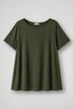 Women's cream short sleeve relaxed fit t-shirt with crew neckline displayed flat and on model