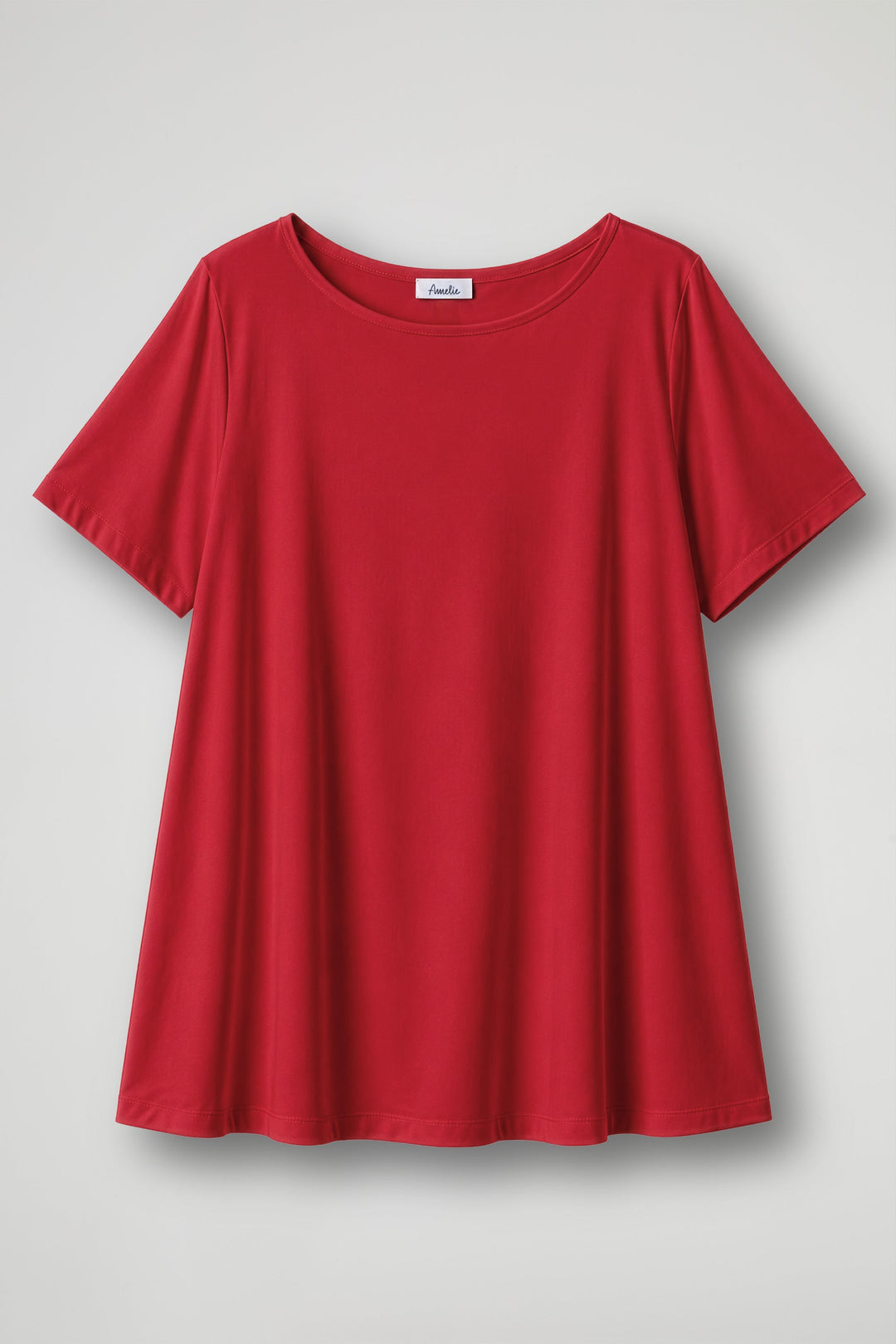 Women's cream short sleeve relaxed fit t-shirt with crew neckline displayed flat and on model