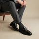 Men's penny loafers with stitched apron toe