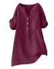Women's Tunic Blouse, Split V Neck, Half Placket, Long Sleeve