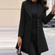 Women's tailored longline coat with notched lapels and button front
