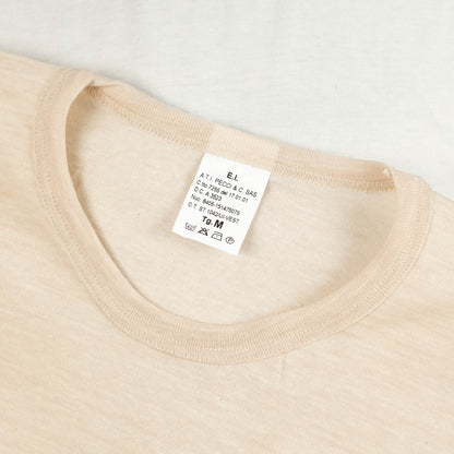 Men's cream plain long sleeve crew neck T-shirt