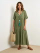 Women's Tiered Maxi Dress — V-Neck Flowing Bohemian Summer Maxi Dress