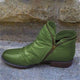 Women's ruched ankle boots with side zipper and low heel