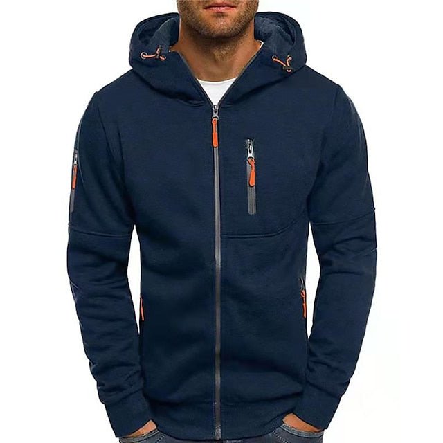 Men's hooded full-zip jacket with zipped pockets