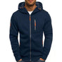 Men's hooded zip-up jacket with chest and side zip pockets