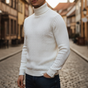 Men's textured cable knit turtleneck sweater