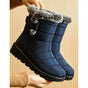 Quilted winter snow boots with faux fur trim and lugged soles