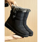 Quilted winter snow boots with faux fur trim and lugged soles
