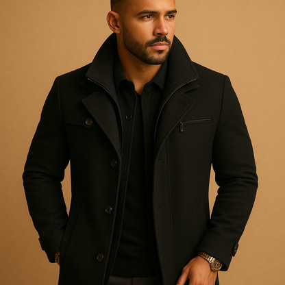 Veste d'hiver homme à col montant, manches longues et boutonnage devant