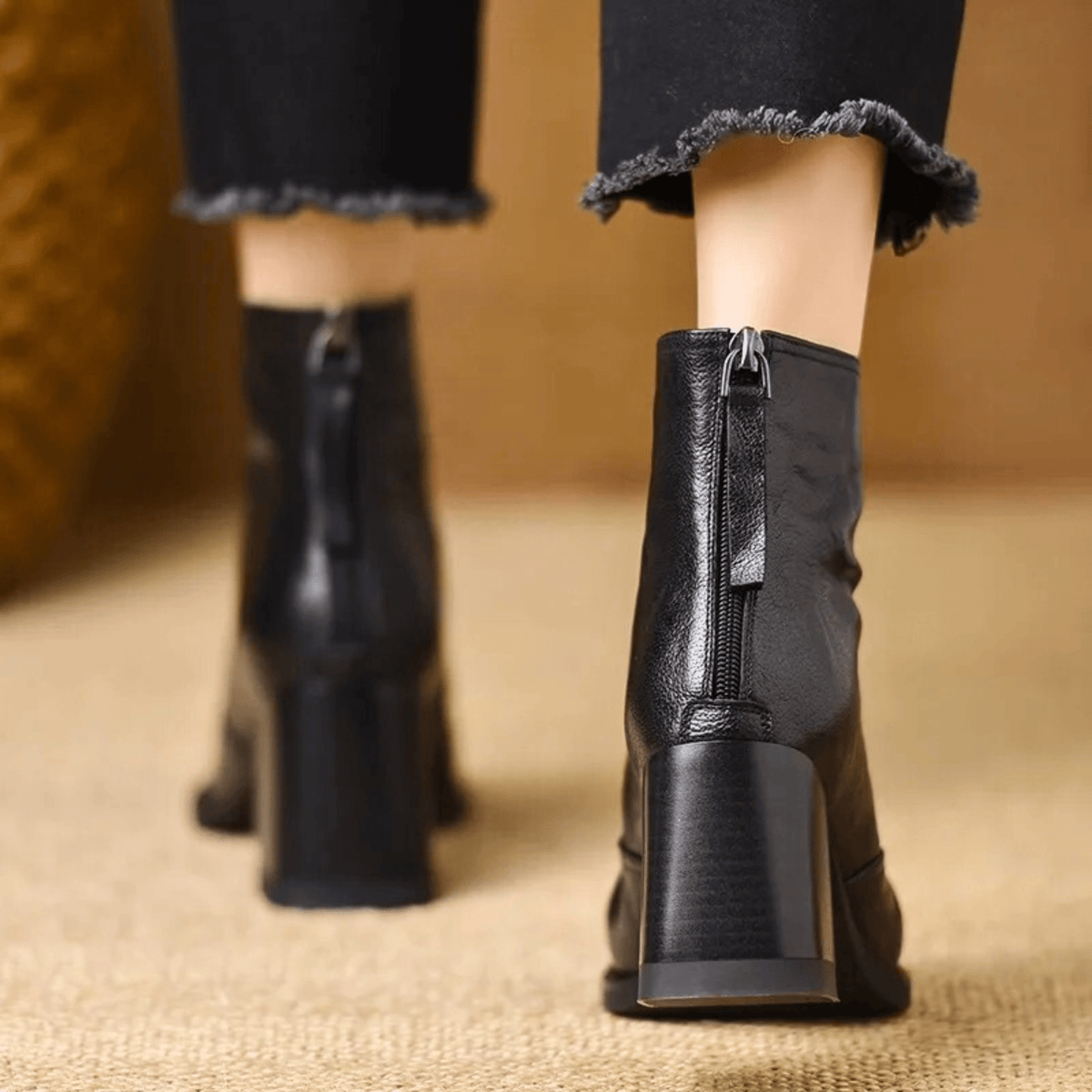 Women's almond-toe ankle boots with high block heels