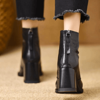 Women's almond-toe ankle boots with high block heels