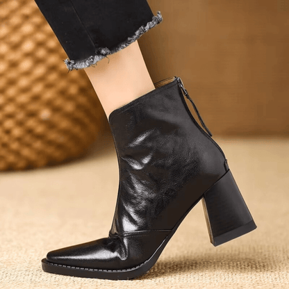 Women's almond-toe ankle boots with high block heels