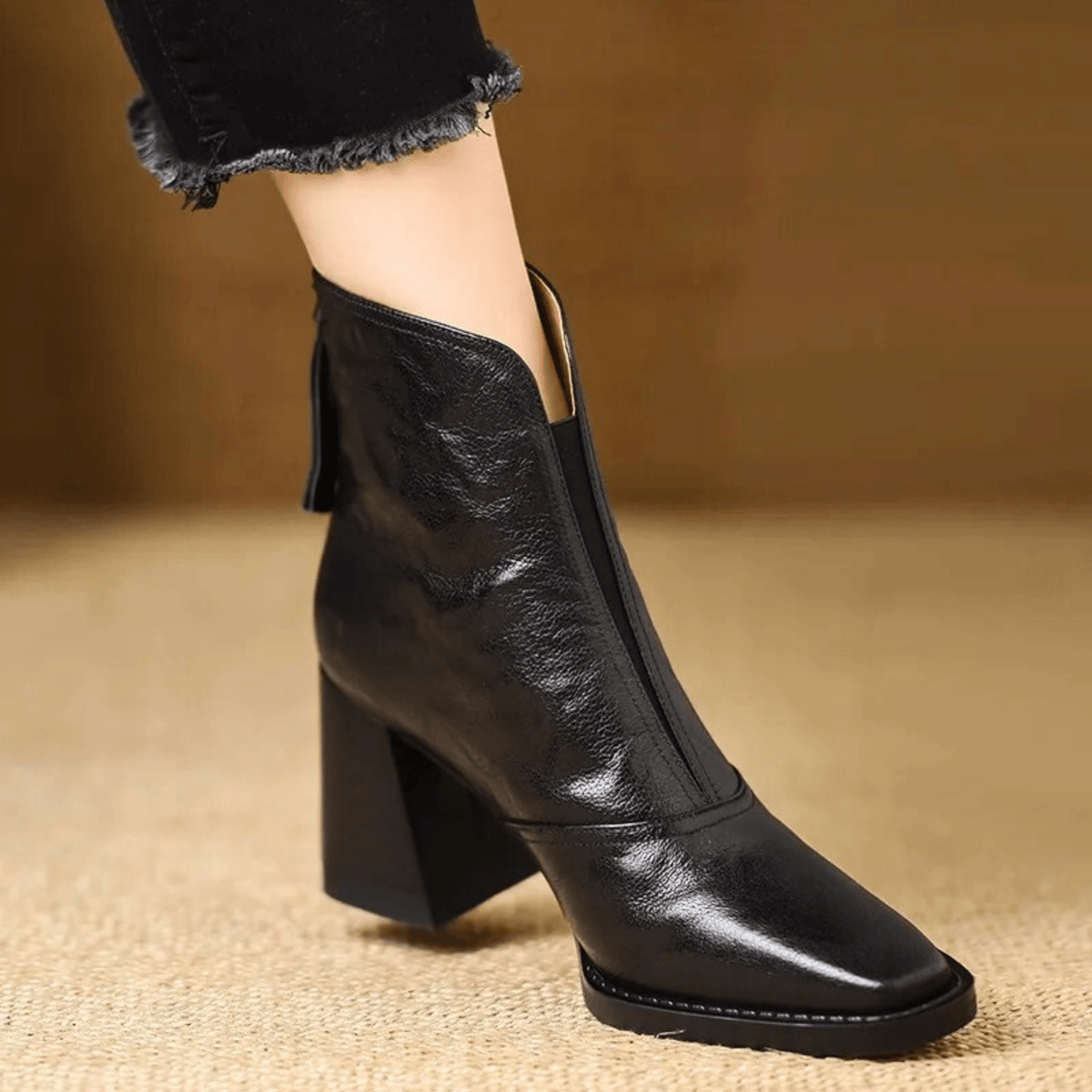 Women's almond-toe ankle boots with high block heels
