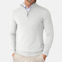Men's slim-fit quarter-zip sweater with mock neck and long sleeves
