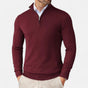 Men's slim-fit quarter-zip sweater with mock neck and long sleeves