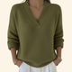 Women's relaxed V-neck ribbed sweater with long sleeves
