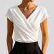 Women's Draped Wrap Blouse — V-Neck Cap-Sleeve Crossover Smart-Casual Blouse
