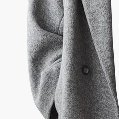 Women's longline collared coat with wide lapels, long sleeves and button details