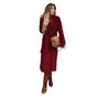 Women's longline belted trench coat with lapel collar and midi length