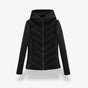 Women's hooded jacket with chevron quilted front and zip closure