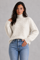 Women's textured knit roll neck sweater with long sleeves