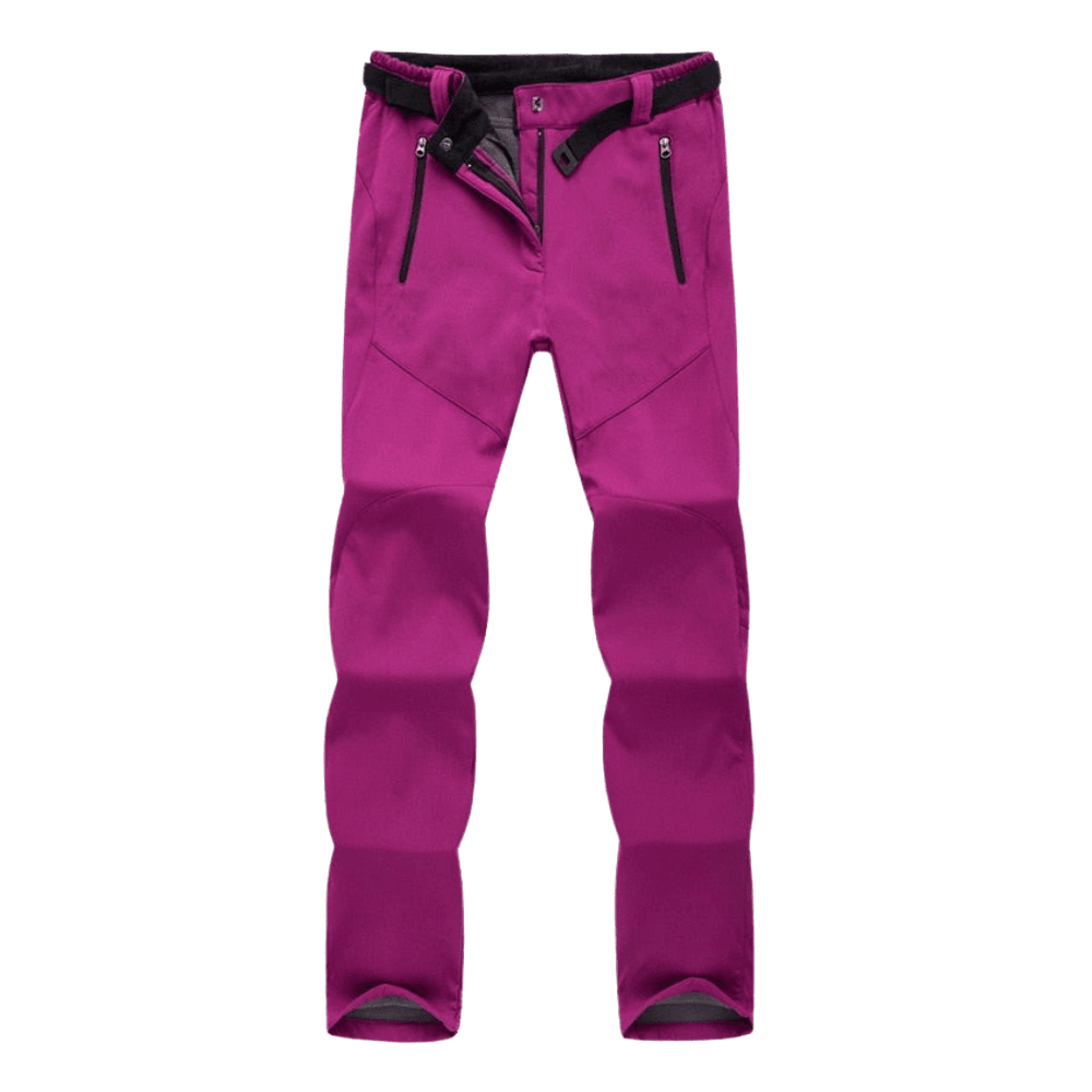 Women's full-length hiking pants with belt, zip pockets and straight legs