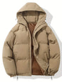 Women's hooded quilted puffer jacket with long sleeves and zip front