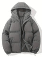Women's hooded quilted puffer jacket with long sleeves and zip front