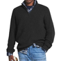 Men's ribbed quarter-zip mock neck sweater with long sleeves