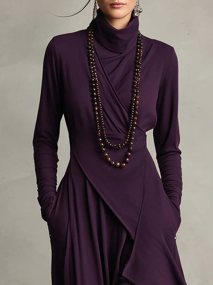 Yara - Asymmetrical Turtleneck Dress