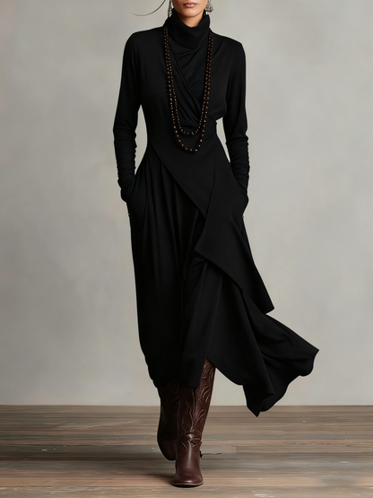 Yara - Asymmetrical Turtleneck Dress