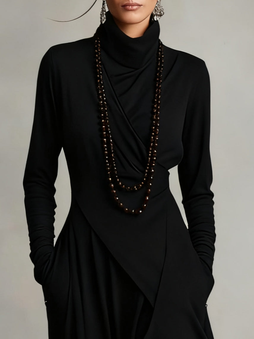 Yara - Asymmetrical Turtleneck Dress