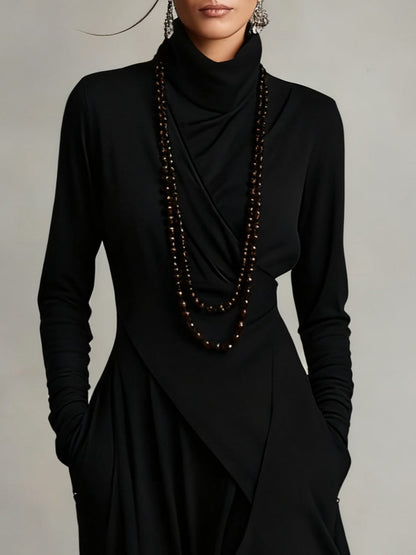 Yara - Asymmetrical Turtleneck Dress