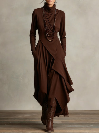 Yara - Asymmetrical Turtleneck Dress