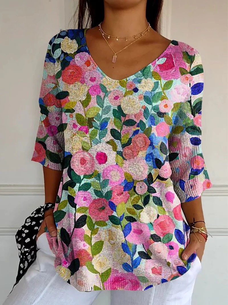 Zara - Floral Knit Pullover
